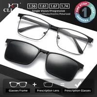 CLLOIO Magnetic Clip Metal Night Driving Glasses Men's and Women's Fashion Polarized Sunglasses Prescription Progressive Glasses