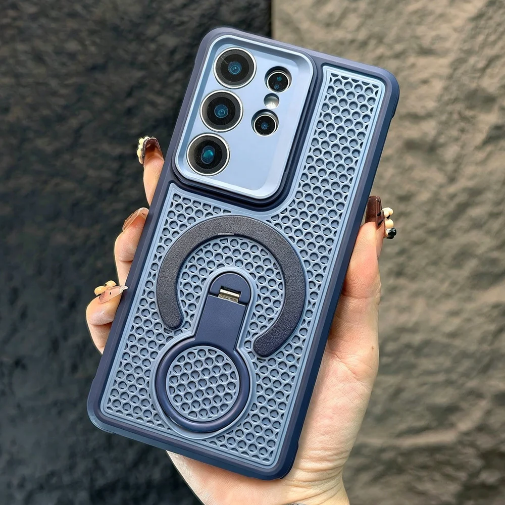 Summer Heat Dissipate Rotatable Bracket Case with Hollow Cooling Anti-Slip Cover