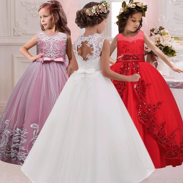 45,13 US$-Vestido de boda de flores para niña, adecuado para vestidos  elegantes de fiesta para niñas de 8 a 12 años, encaje de lujo,  fiest-Description