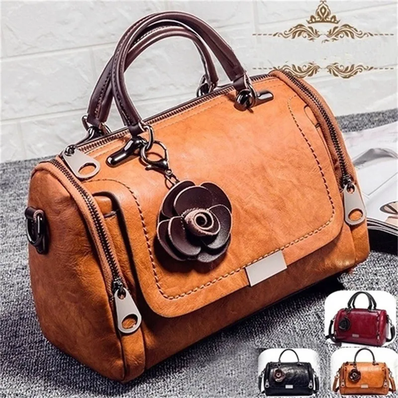 

2022 New flowers Pendant Handbag Women's fashion Boston bags single shoulder bag ladies crossbody bag PU messenger bag