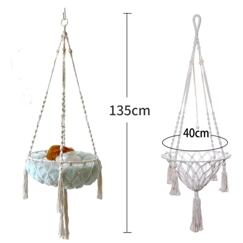 New Pet Hammock Cat Swing Hand Woven Cotton Rope Cats Hanging Basket Kitten Hanging String Den Indoor Pend Nest Pets Supplies 6