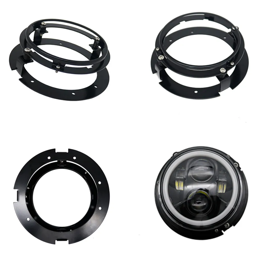 Universal Round 5 3/4" 5.75 Inch Motorcycle LED Headlight Mounting Bracket Black/Silver Motor Headlamp Mount Brackets Ring