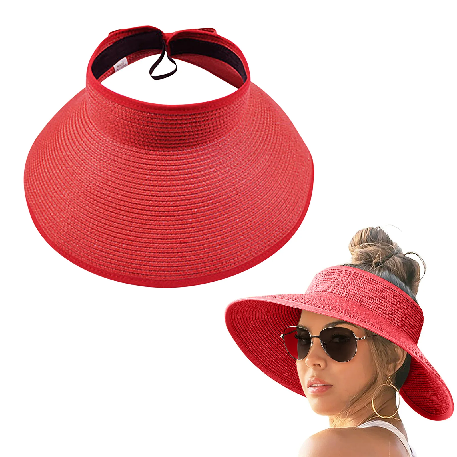 레이디스 레드 선햇 당신의 이상적인 야외 동반자입니다. 여성용 이 멋진 모자는 패션과 기능성의 완벽한 조화를 이룹니다.