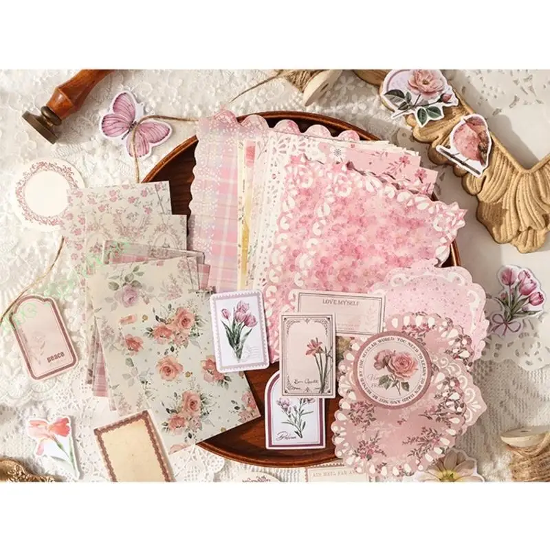 G5AB Retro Florals 스크랩북 스티커 세트는 저널링 프로젝트 및 창의적인 선물을 위한 우아한 꽃 디자인으로 구성되어 있습니다.