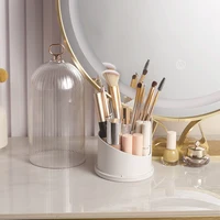 360° Rotating Makeup Brush Holder With Lid Desktop Makeup Organizer Cosmetic Storage Box Lipstick Eyebrow Storage Container Box 2