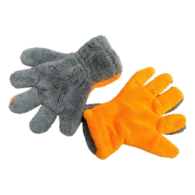 Microfiber Car Wash Mitts, Soft Vehicle Cleaning Gloves Double Sided High Absorbency Nonscratch Mitts for Easy Handling