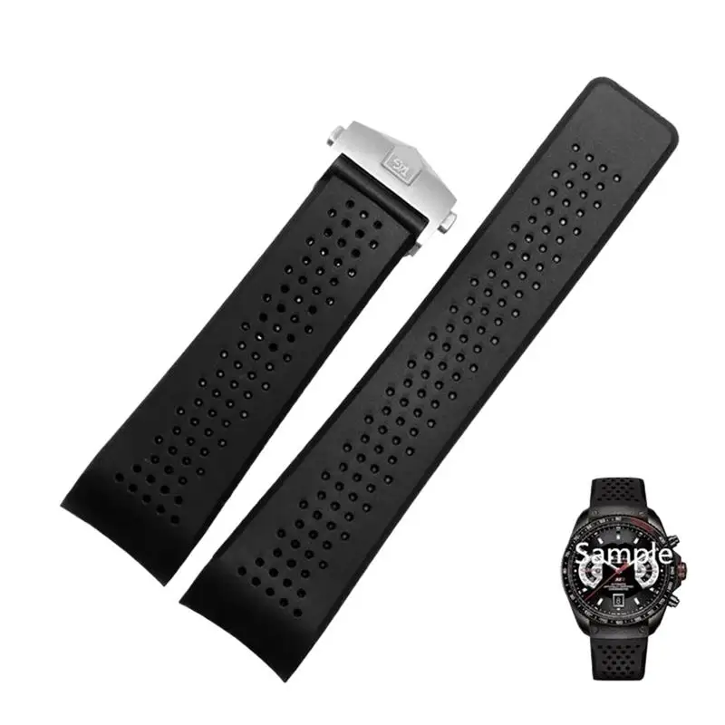 

HAODEE 22mm 24mm Men Women Rubber Watch Strap,For TAG HEUER Breathable Tape Super Carlisla Racing Diving Replace Silicone Strap