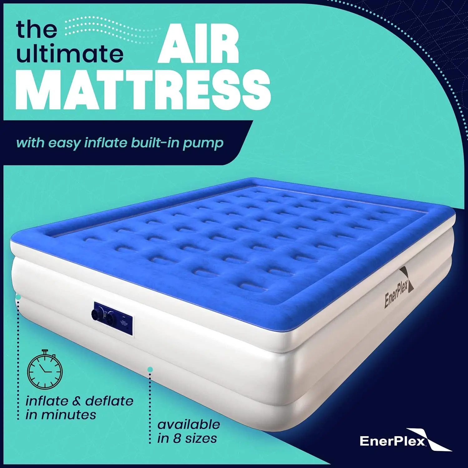 Self-Inflating Air Mattress with Built-in Pump, Portable Travel Bed with Neck Support for Home & Camping