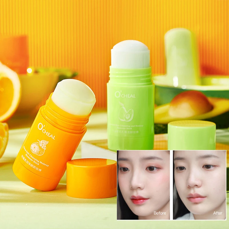 Avocado ​Citrus Makeup Remover Stick ​​Portable Deep Cleansing Pore Cream Stick Remover Balm makeup Facial Skin Care Cosmetics 6