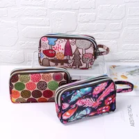 1PC New Fashion Waterproof Female Handbag Practical Larger Capacity Print Canvas Bag Key Coin Purse Three-layer Long Wallet 1