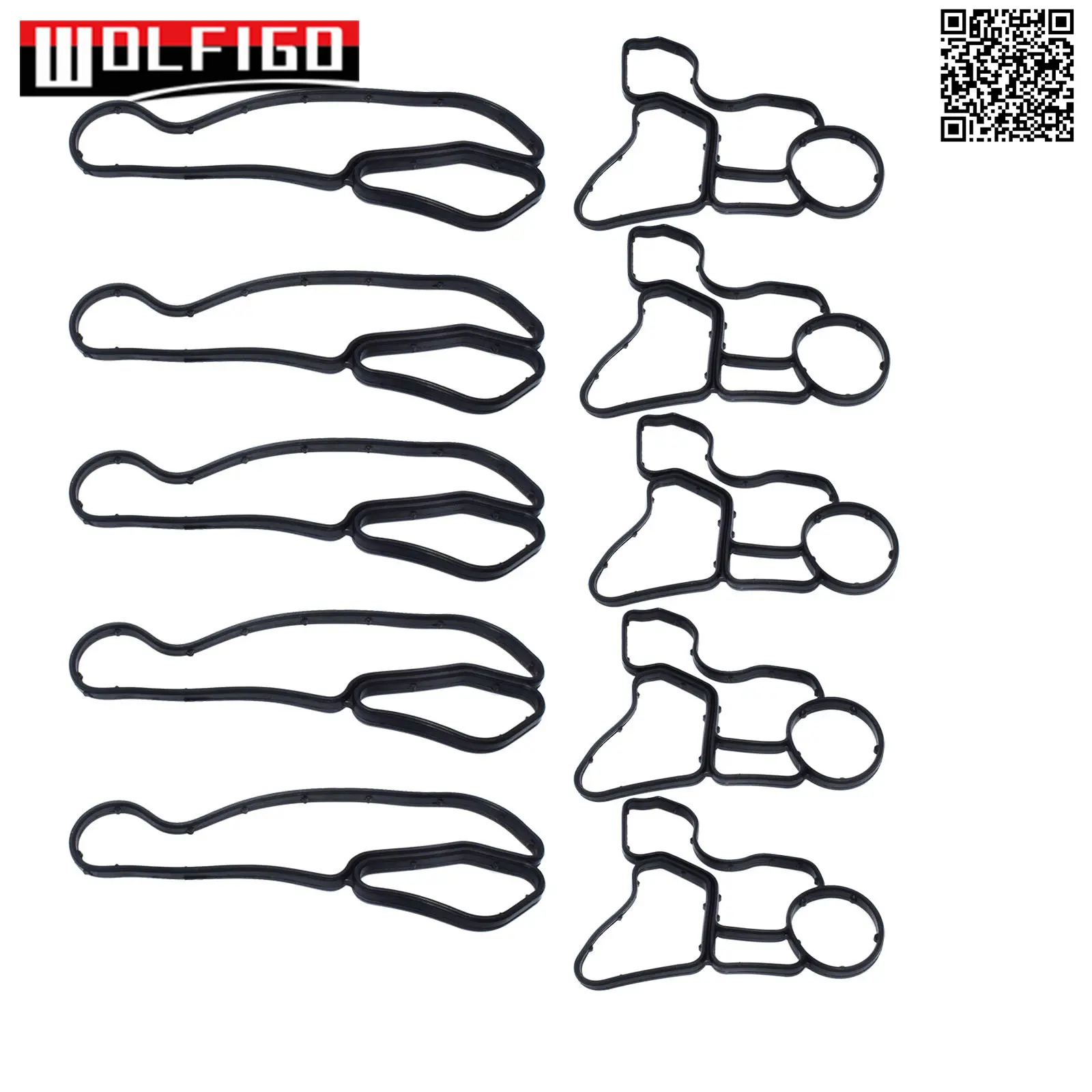 5 Sets Oil Filter Housing Gasket Cooler Seal Rubber Set 11428637820 11428637821 For BMW E60 E61 E81 E90 E91 525i 11427525335