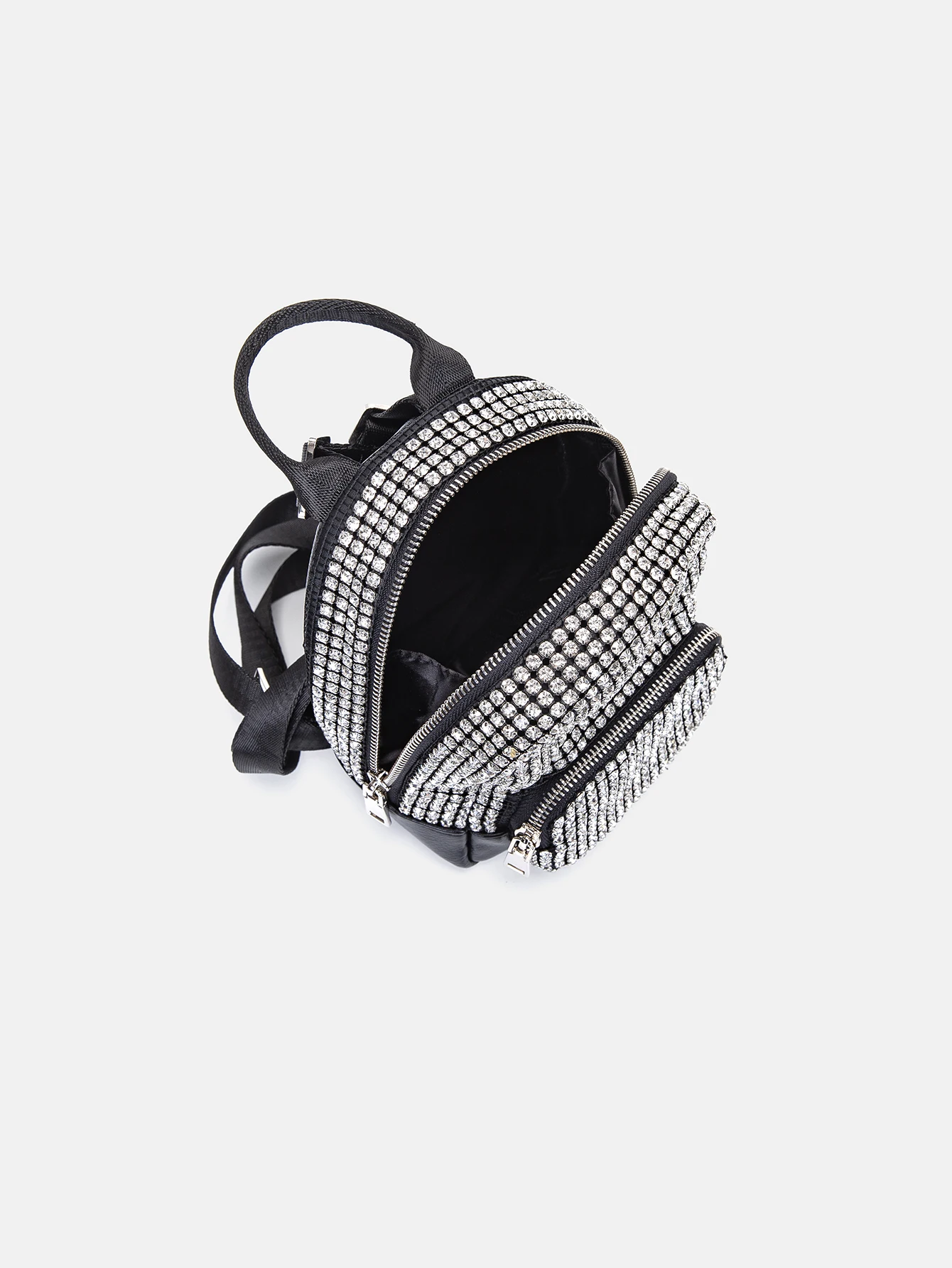 Leather Mini Backpack for Women with Rhinestone