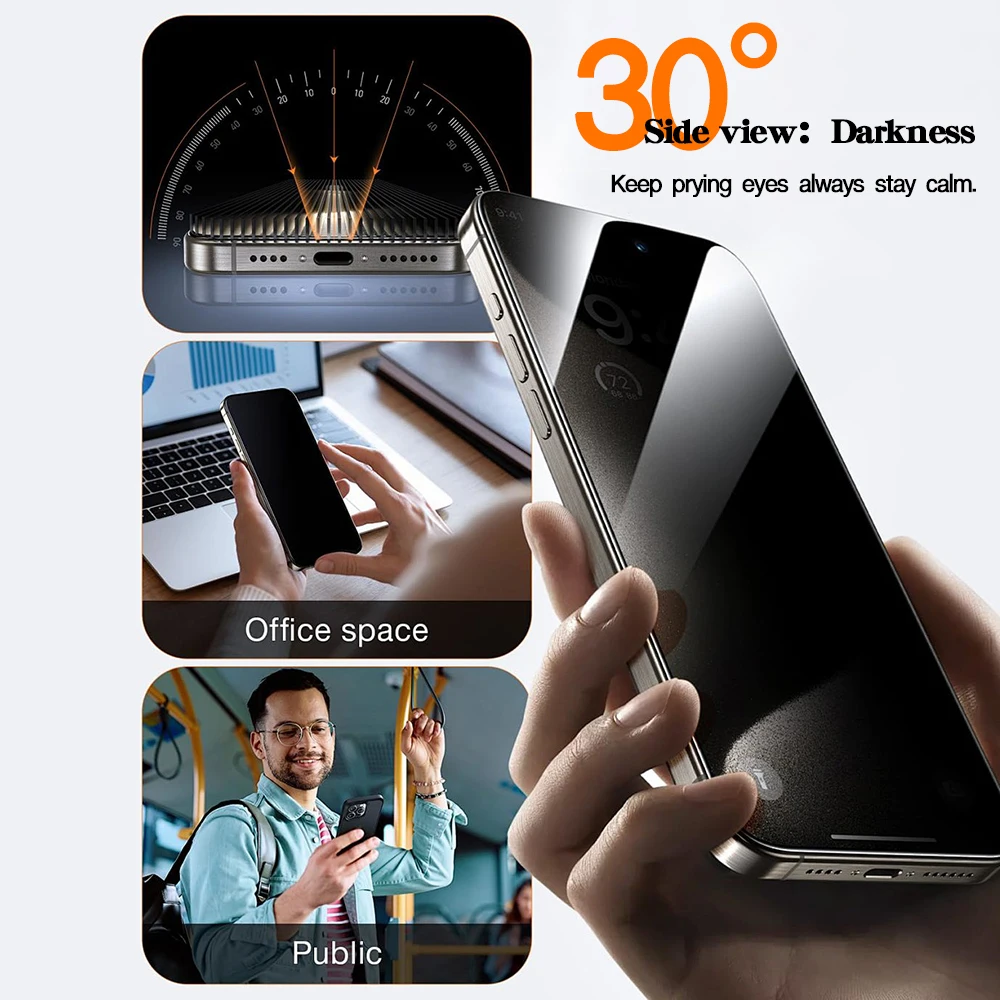 Set of 3 Easy Auto Install Anti-Spy Privacy Screen Protectors