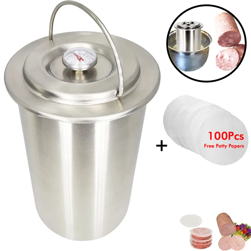 Ham Maker - Stainless Steel Meat Press for Making Healthy Homemade Deli Meat with Thermometer and Recipes