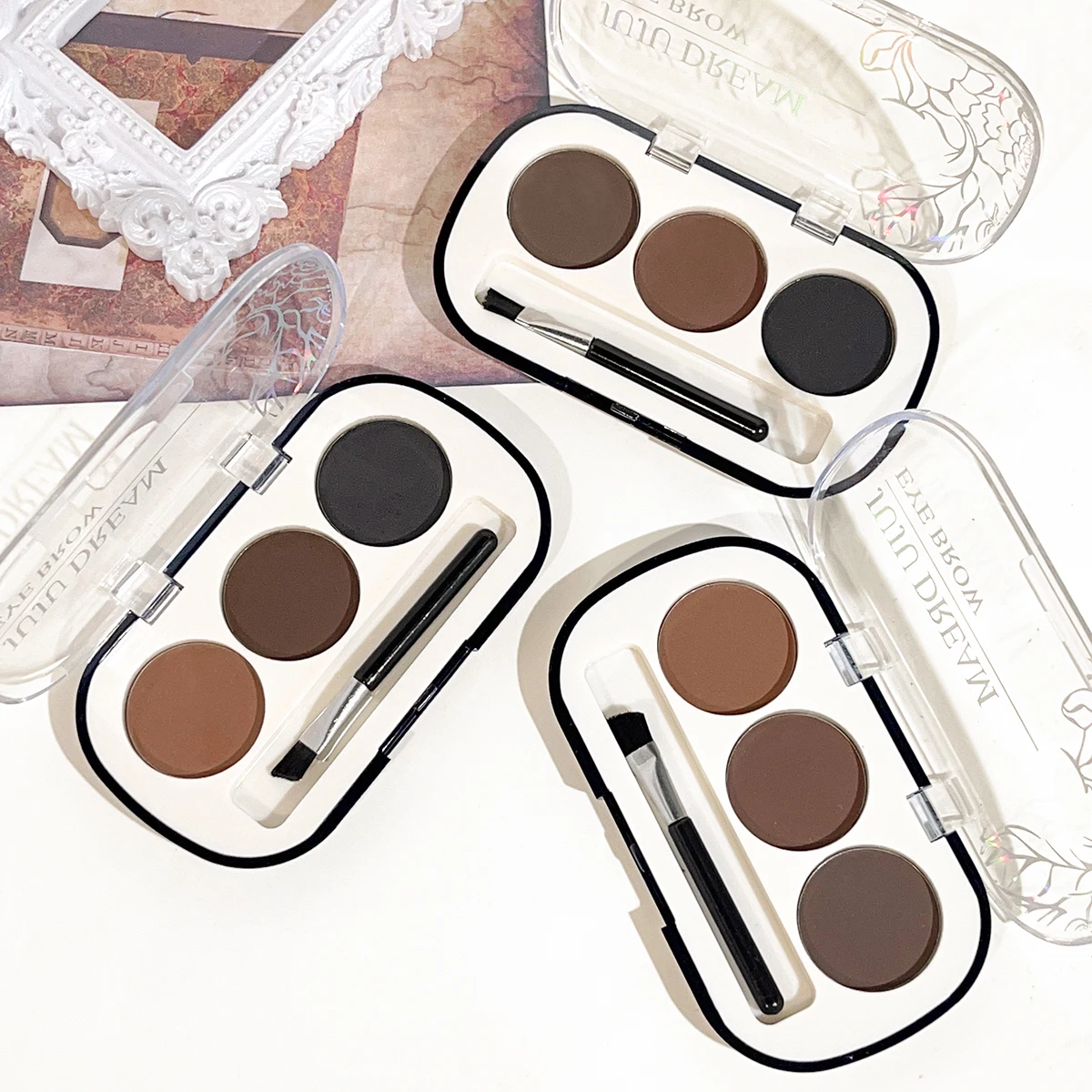Three-color eyebrow powder pan eyebrow cream lasting waterproof and sweat-proof beginner eyebrow powder female 5