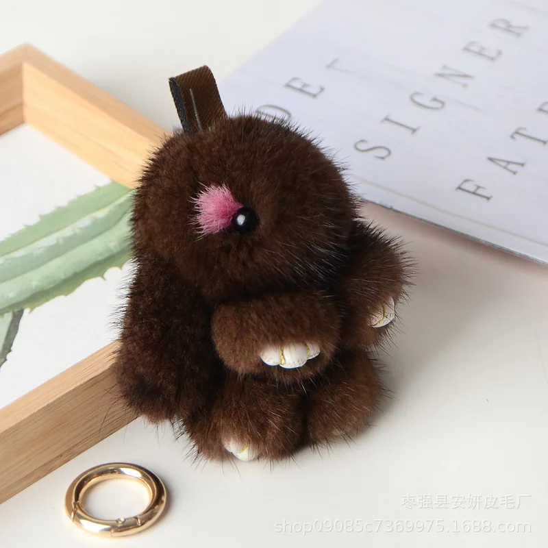 Nuovo Stile Fatto A Mano Vera Pelliccia Di Visone Coniglio Fascino Portachiavi Donna Bambini Carino Peluche Coniglietto Portachiavi Borsa Auto Chiave Decorazione Gioielli Regali - Foto 11