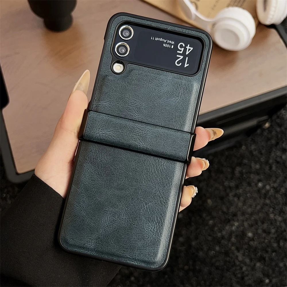 Luxury Calfskin PU Leather Foldable Phone Case with Lens Protection and Matte Shockproof Design