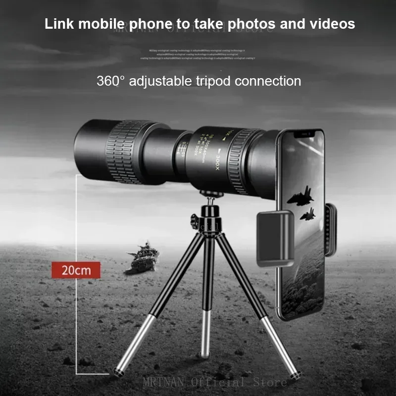 10-300x40 Telescope Zoom Portable Powerful Binoculars, With Tripod And Mobile Phone Bracket, Camping Travel Remote Monocular 4