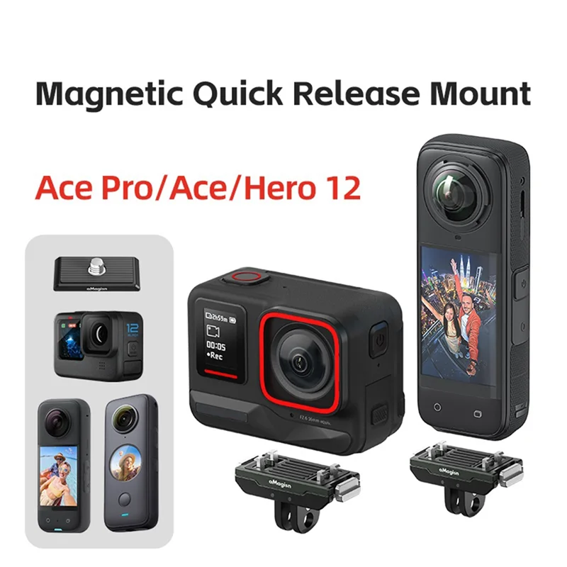 -RRKK AMAGISN Ace Pro 2 스포츠 카메라 홀더 브래킷 액세서리 용 금속 자기 퀵 릴리스베이스