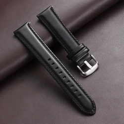 Vintage Genuine Leather Watchband - Quick Release Bracelet Universal Wristband - 22mm (Black)