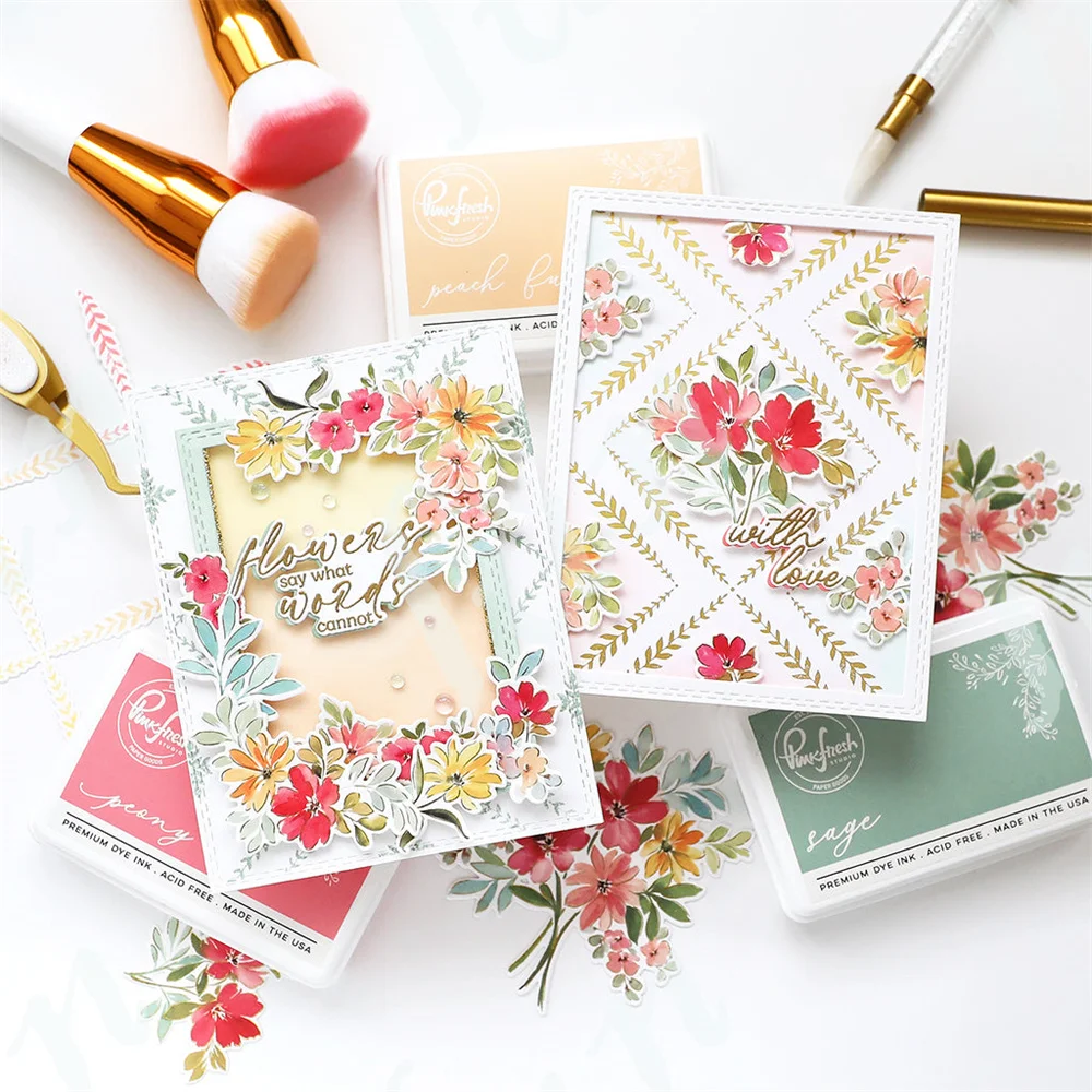 Blooming Grace Peony Metal Cutting Dies DIY Scrapbooking Crafts Stencils Decoration Joyful Blooms Full Release Bundle Stamps Set metal cutting die