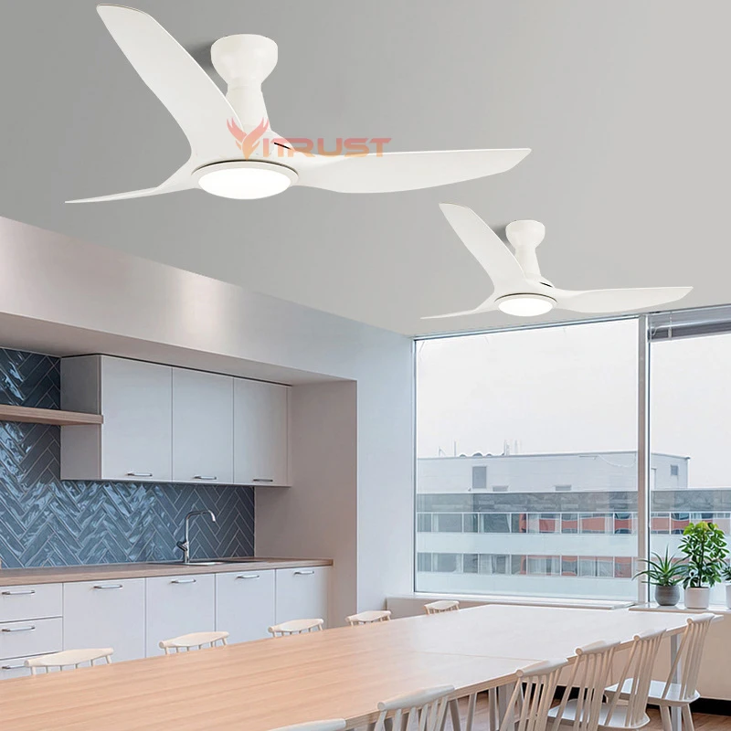 Tuya Smart Ceiling Fan LED Light DC Motor Strong Wind Mute Ceiling Fan Lamp Black White 52Inch 60in 110V 220V Remote Control
