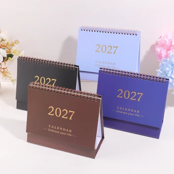 Calendario da scrivania mensile 2027, calendario da tavolo pieghevole con rilegatura a spirale per agenda giornaliera, lista delle cose da fare, ufficio, scuola, casa