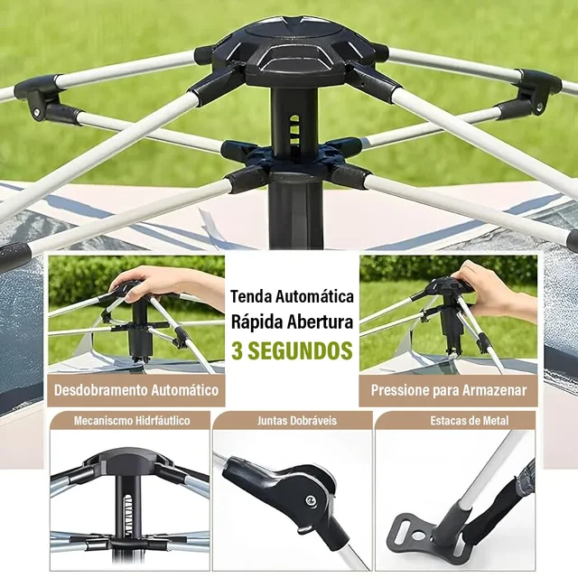 자동 오픈 시스템으로 쉽게 설치, 방수 및 자외선 차단 기능으로 편안한 가족 휴가를 위한 이상적인 텐트