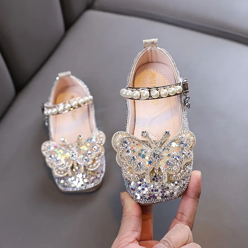 Leather Kids Flat Shoes for Girls Wedding Party