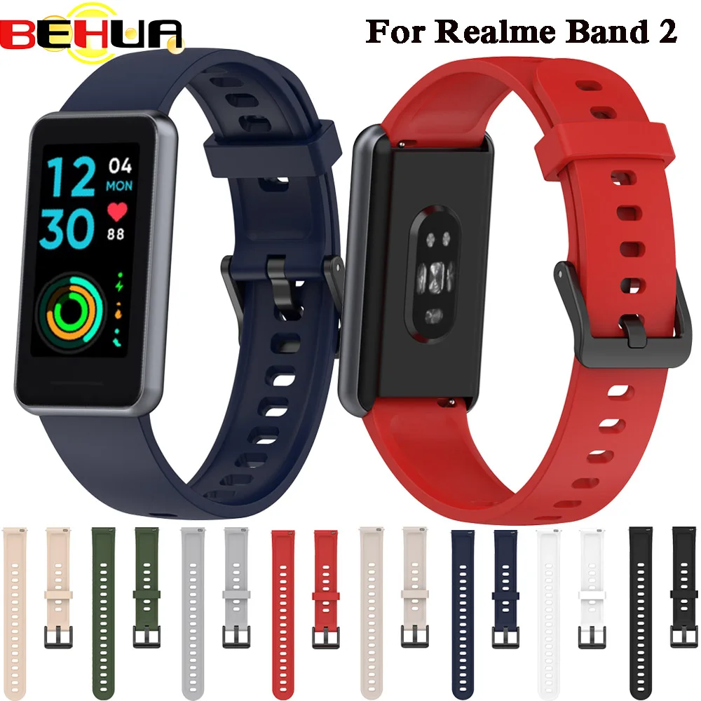 

BEHUA Silicone Strap For Realme Band 2 Smart Watchband 18mm Replacement Wristband For Garmin Venu 2S Bracelet Colorful Belt