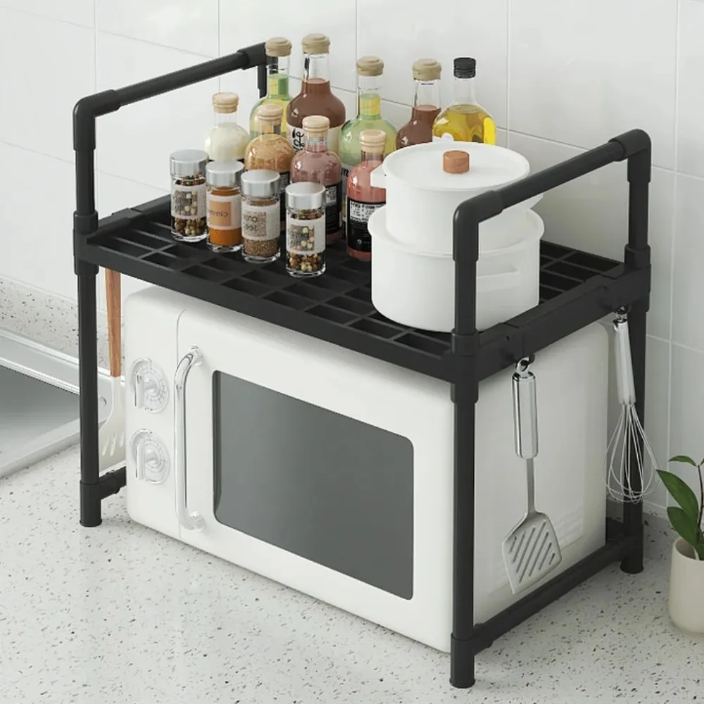 Over Microwave Shelf Countertop Organizing Rack Heavy Duty Kitchen Utensils Tableware Storage Hooks Household accessory