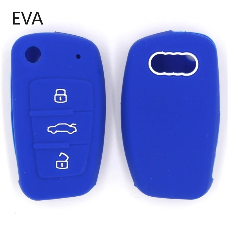 Silicone Car Key Cover for Audi A1 A3 A4 A5 A6 A7 A8 R8 Tt S5 S6 S7 S8 Sq5 Q5 Q7 Rs5 Fold Flip Remote Keychain Case Fob key case key case cover