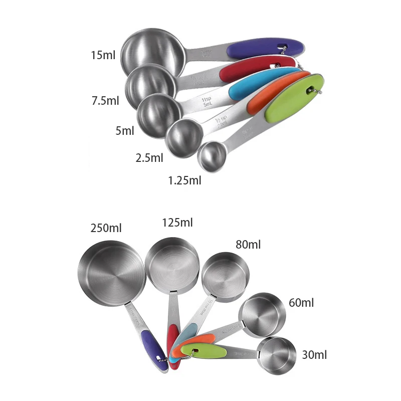 ZIMAwd 6 Pièces/Ensemble Cuillères à Mesurer En Métal En Acier
