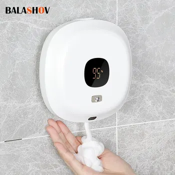 벽걸이 자동 거품 비누 디펜서, 욕실 스마트 세척 핸드 머신, USB 충전 터치리스 LED 디스플레이 비누 디펜서