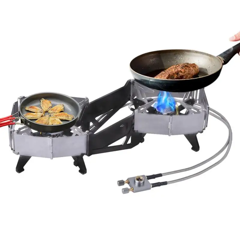 

BRS-32 Camping Stove Burner Portable Foldable Dual Head Burner Stove Windproof Backpacking ButaneGas Stove Outdoor Cooking Tool