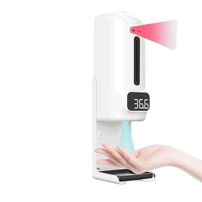 

Hotel Electric Wall Mounted Sensor Non Contact Infrared Digital Forehead Thermometer Automatic Liquid Soap Dispenser