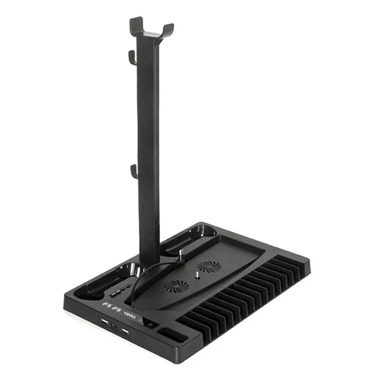Led Cooling Fan For PS5 Console Editions Dual Controller Charging Dock Slim Cooling Stand with Headphone Stand RGB Light Fan