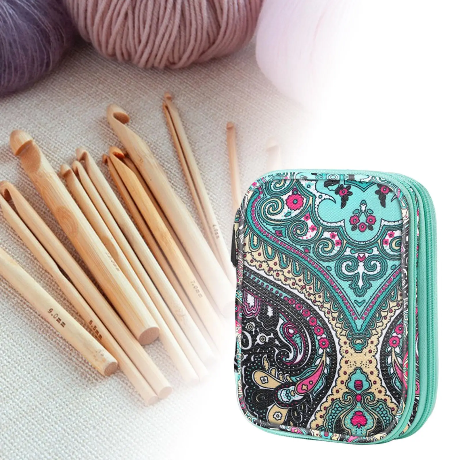 Knitting Needle Storage Bag Knitting Needle Case Floral Patternc