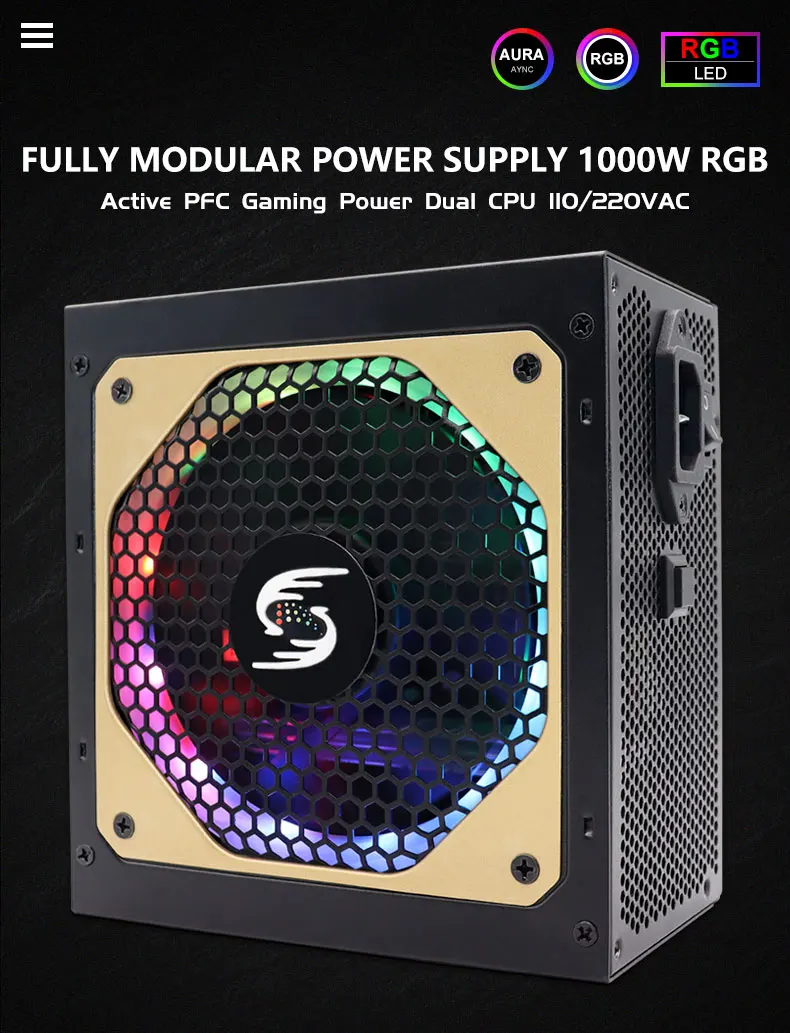 Description Picture 2 of itemT.F.SKYWINDINTL 1000W Rgb ATX 1000 WATT PC Power Supply PC Modular Psu Switching Gaming Mining Power Supplies Computer Source