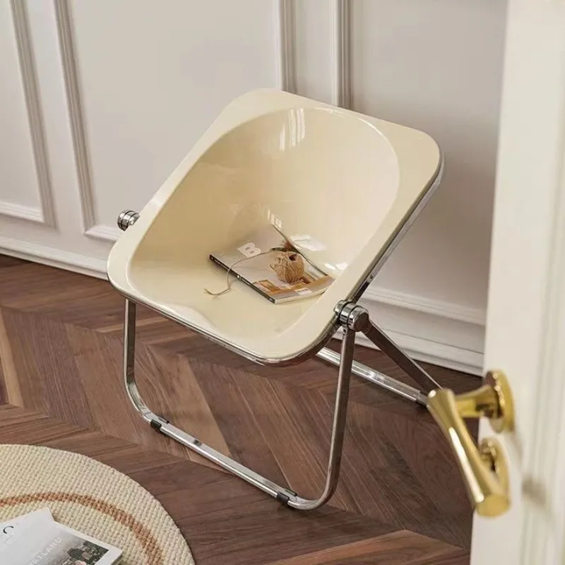Living Room Chairs Simple Folding Modern Portable Chairs Bedroom Metal Bench Legs Acrylic Vanity Chair Stool Home Furnitures