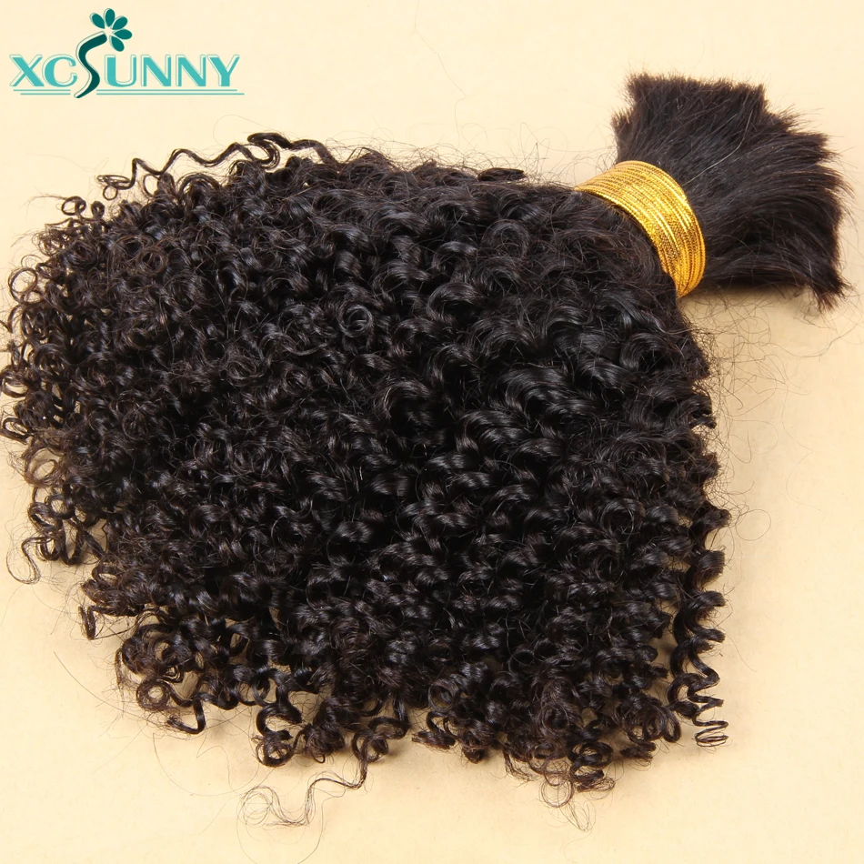 Afro Kinky Krullend Bulk Menselijk Haar Voor Vlechten Geen Inslag Remy Mongoolse Bulk Vlechten Hair Extensions 2/3/4 Stuks Veel Bundel Xcsunny