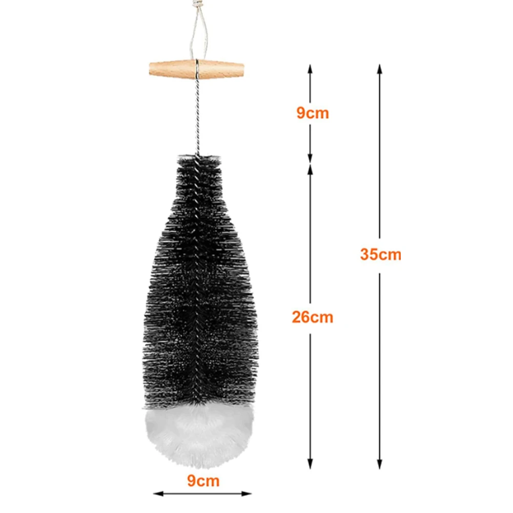 

Efficient Glass Bottle Cleaning Brush Soft Nylon + Cotton Brush Head Extended Handle and Perfect for Beer Wine and Glass Jugs
