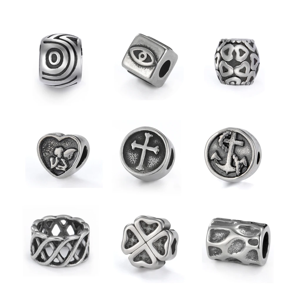 Set of 5 Vintage-Style Stainless Steel Charms