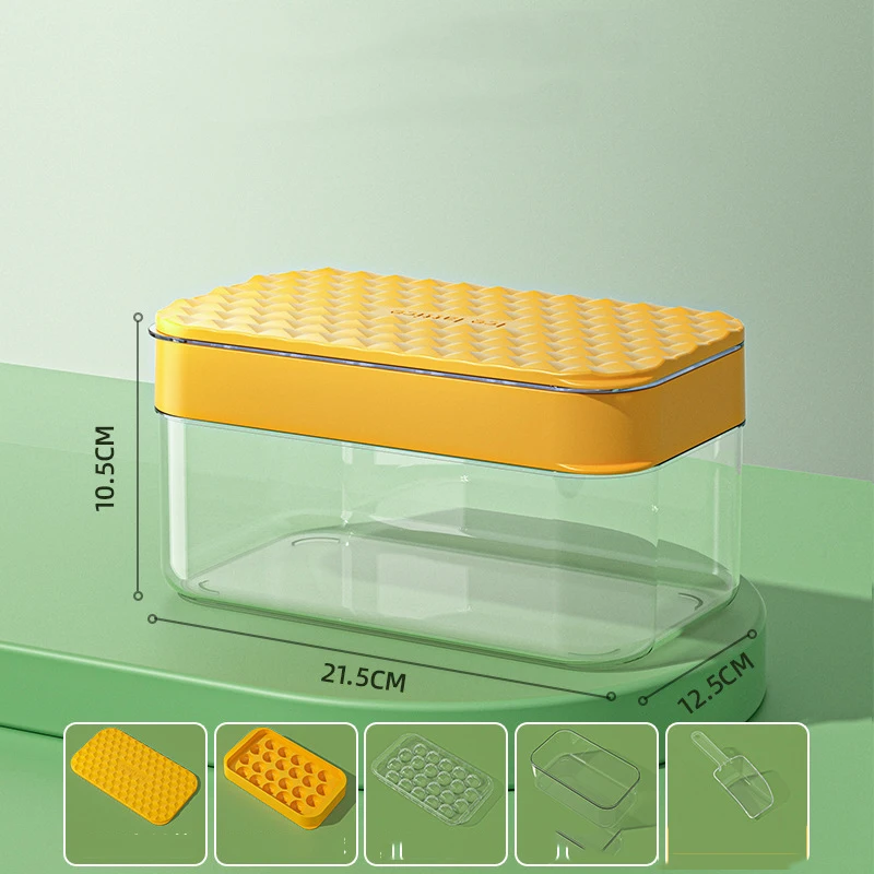 Honrane Silicone Ice Cube Mold Tray Storage Box with Shovel, Single/Double  Layer, Multi-Grid, Push-Button Design, Kitchen Tool