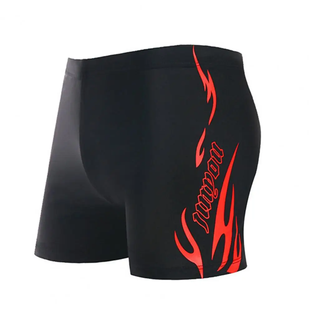 High Elasticity Swim Trunks Quick-drying Men's Swimming Trunks with Elastic Waist Letter Print Plus Size Soft for Bathing