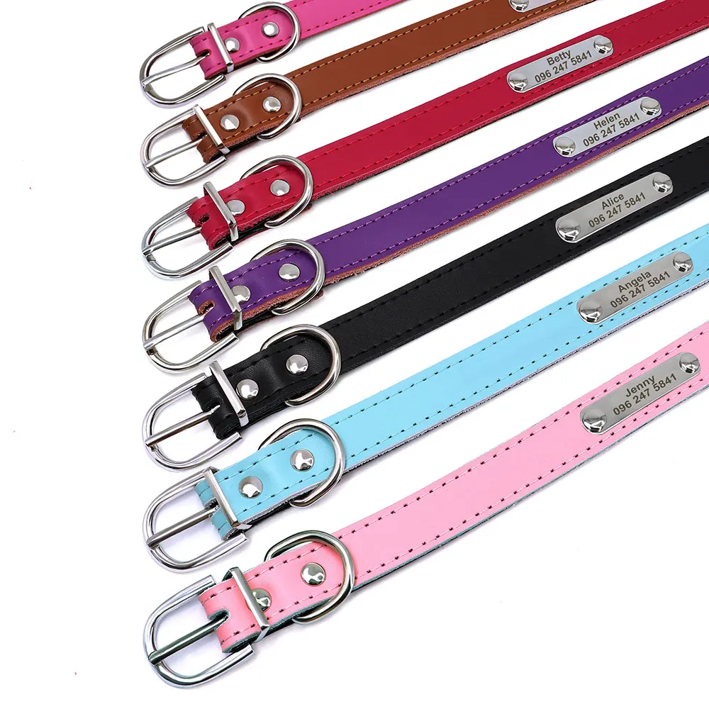 Title 14, Personalized Leather Dog Cat Collar Adjustable ...