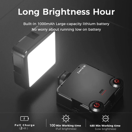 LED 비디오 라이트 휴대용 카메라 사진, 3000K-6000K 이중 색상 조명 콜드 슈, DSLR 카메라 캠코더 고프로 브이로그용 4