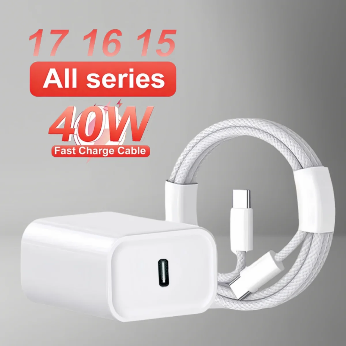 PD 40W Charger USB C Fast Charging Cable For iPhone 17 16 15 Pro Max Air Mini Type C Data line Quick Phone Charger Power Adapter 1