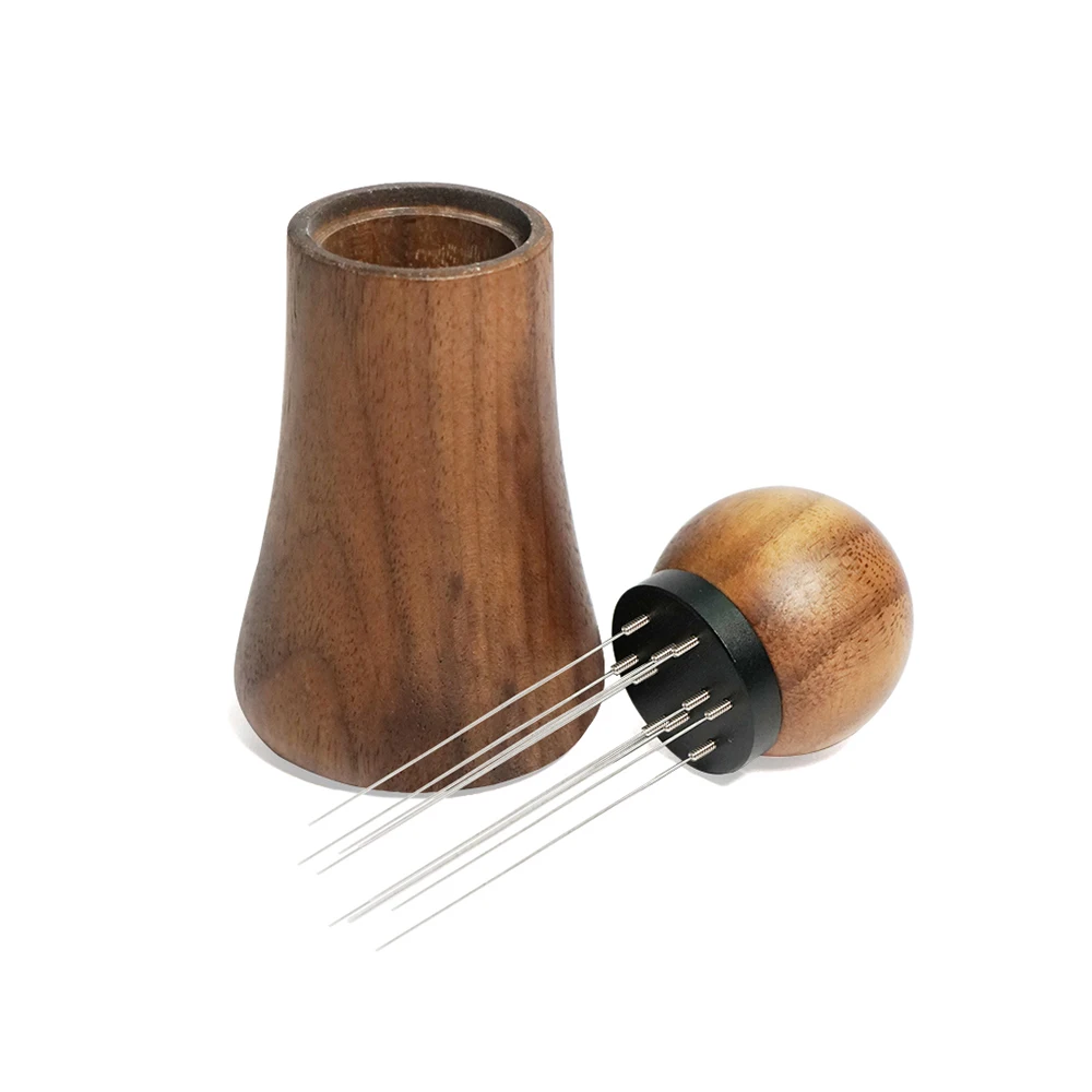 Coffee Stirrer Needles Espresso Distribution Tools Natural Walnut Wood Handle With Stand WDT Tool