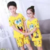 Cartoon Summer Short Sleeve Tops SpongeBob Cartoon Sets Boys Children Clothing Anime Summer  Cute Suit Sleepwear 1